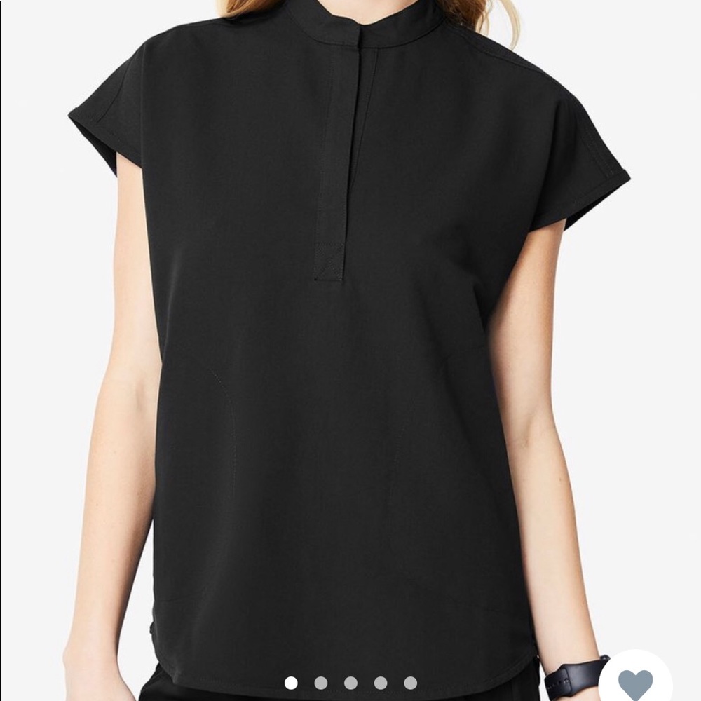 Black Rafaela Mandarin Collar Scrub Top